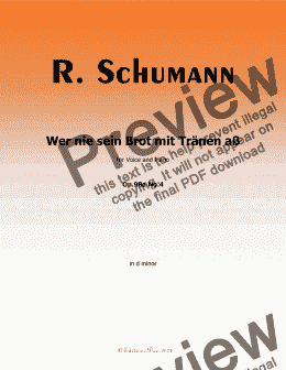 page one of R. Schumann-Wer nie sein Brot mit Tranen aß,Op.98a No.4,in d minor