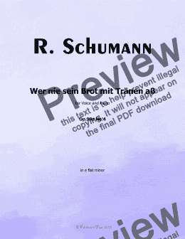 page one of R. Schumann-Wer nie sein Brot mit Tranen aß,Op.98a No.4,in e flat minor