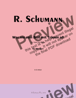 page one of R. Schumann-Wer nie sein Brot mit Tranen aß,Op.98a No.4,in b minor