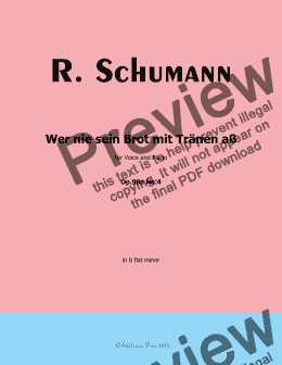 page one of R. Schumann-Wer nie sein Brot mit Tranen aß,Op.98a No.4,in b flat minor