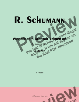 page one of R. Schumann-Wer nie sein Brot mit Tranen aß,Op.98a No.4,in a minor