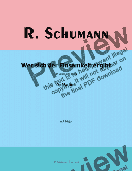 page one of R. Schumann-Wer sich der Einsamkeit ergibt,Op.98a No.6,in A Major