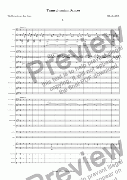 page one of Bartók: Transylvanian Dances (arr. for Wind Orchestra)