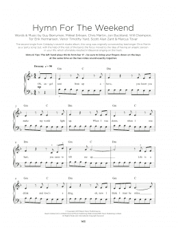 page one of Hymn For The Weekend (Really Easy Piano)