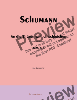 page one of R. Schumann-An die Thuren will ich schleichen,Op.98a No.8,in c sharp minor