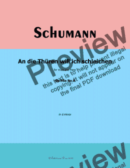 page one of R. Schumann-An die Thuren will ich schleichen,Op.98a No.8,in d minor