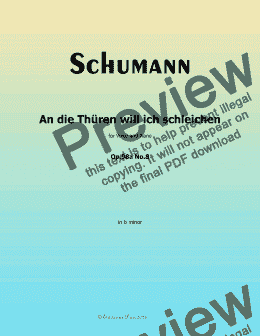 page one of R. Schumann-An die Thuren will ich schleichen,Op.98a No.8,in b minor