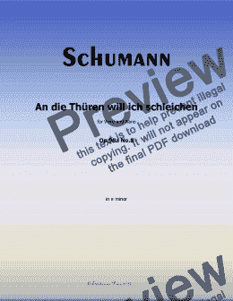 page one of R. Schumann-An die Thuren will ich schleichen,Op.98a No.8,in e minor