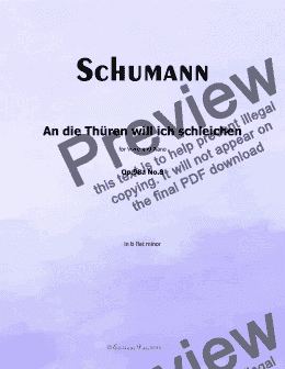 page one of R. Schumann-An die Thuren will ich schleichen,Op.98a No.8,in b flat minor