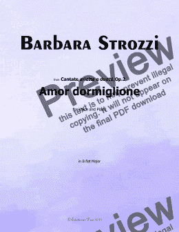 page one of B. Strozzi-Amor dormiglione,in B flat Major