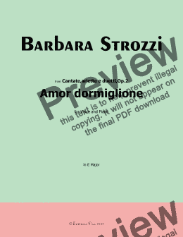 page one of B. Strozzi-Amor dormiglione,in E Major