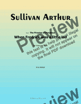 page one of A. Sullivan-When Fredrick was a little lad,in e minor