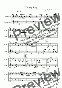 page one of Danny Boy for Tenor Horn and Euphonium Duet