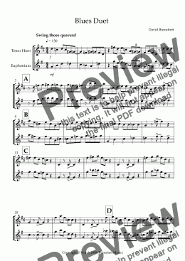 page one of Blues Duet for Tenor Horn and Euphonium Duet