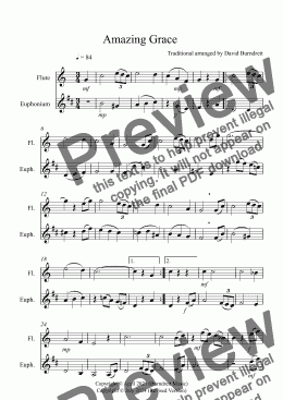 page one of Amazing Grace for Flute and Euphonium Duet