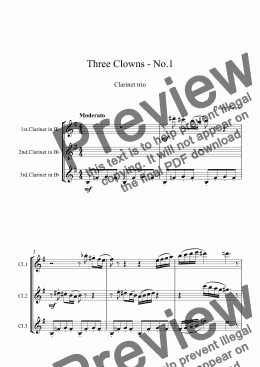 page one of Three Clowns - Clarinet Trio