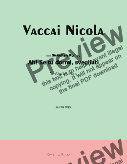 page one of Vaccai-Ah!Se tu dormi,svegliati,in E flat Major