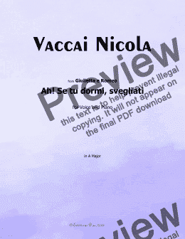 page one of Vaccai-Ah!Se tu dormi,svegliati,in A Major