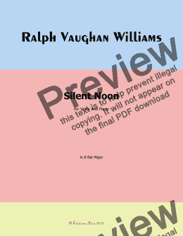 page one of Vaughan Williams-Silent Noon,in B flat Major