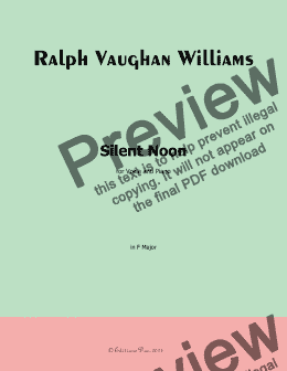 page one of Vaughan Williams-Silent Noon,in F Major