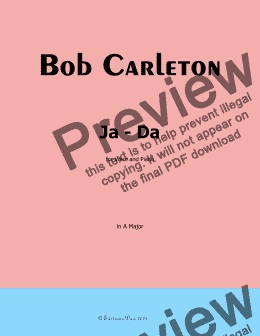 page one of Bob Carleton-Ja-Da,in A Major