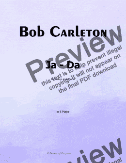 page one of Bob Carleton-Ja-Da,in E Major