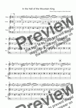 page one of In the Hall of the Mountain King for Oboe and Violin Duet