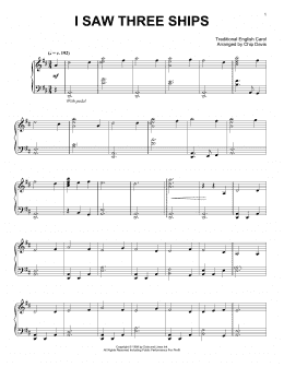 page one of I Saw Three Ships (Piano Solo)