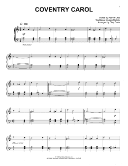 page one of Coventry Carol (Piano Solo)