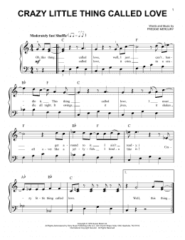 page one of Crazy Little Thing Called Love (Easy Piano)