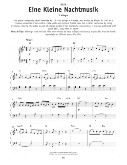 page one of Eine Kleine Nachtmusik ("Serenade"), First Movement Excerpt (Really Easy Piano)