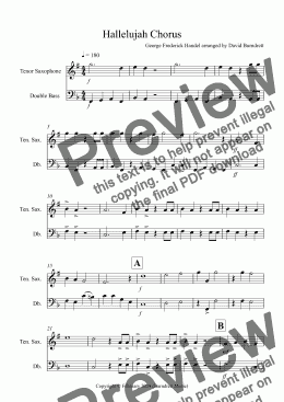 page one of Hallelujah Chorus for Tenor Saxophone and Double Bass Duet