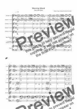 page one of Morning Mood (from Peer Gynt) for Clarinet Choir