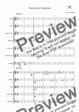 page one of Theme and six variations for orchestra