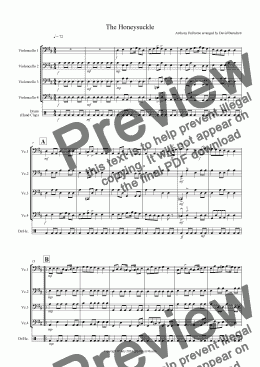 page one of The Honeysuckle for Beginning Cello Quartet