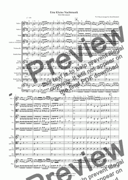 page one of Eine Kleine Nachtmusik (1st movement) for Beginner and Advanced String Orchestra