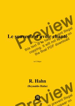 page one of R. Hahn-Le souvenir d'avoir chanté,in G Major