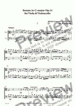 page one of Sonate in C-major Op.24 for Viola & Violoncello