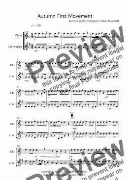 page one of Autumn (First Movement) for Oboe and Cor Anglais Duet