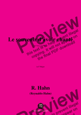 page one of R. Hahn-Le souvenir d'avoir chanté,in F Major