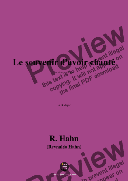 page one of R. Hahn-Le souvenir d'avoir chanté,in D Major