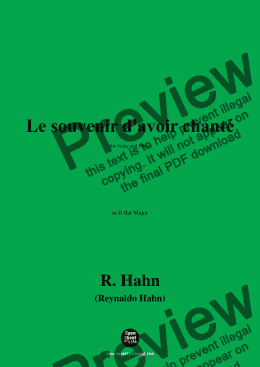 page one of R. Hahn-Le souvenir d'avoir chanté,in B flat Major