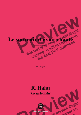 page one of R. Hahn-Le souvenir d'avoir chanté,in A Major