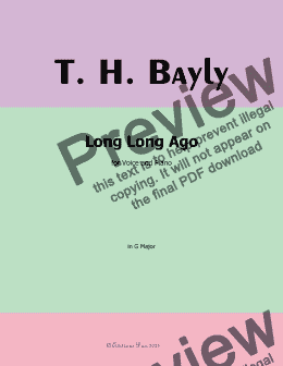 page one of T. H. Bayly-Long Long Ago,in G Major