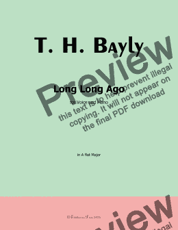 page one of T. H. Bayly-Long Long Ago,in A flat Major