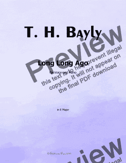 page one of T. H. Bayly-Long Long Ago,in E Major