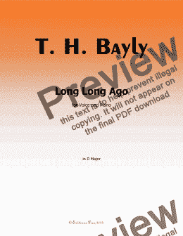 page one of T. H. Bayly-Long Long Ago,in D Major