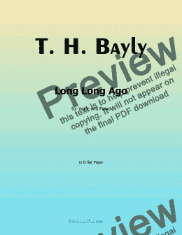 page one of T. H. Bayly-Long Long Ago,in D flat Major