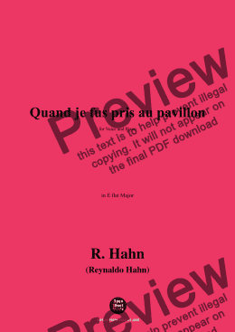 page one of R. Hahn-Quand je fus pris au pavillon,in E flat Major