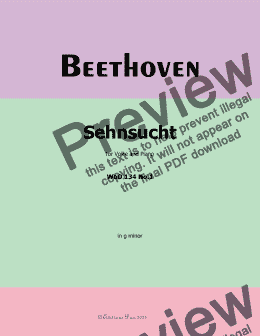 page one of Beethoven-Sehnsucht,WoO 134 No.1,in g minor